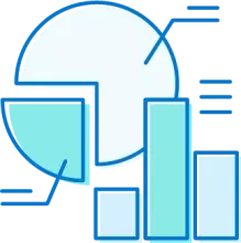 Asset management pie and bar chart icon