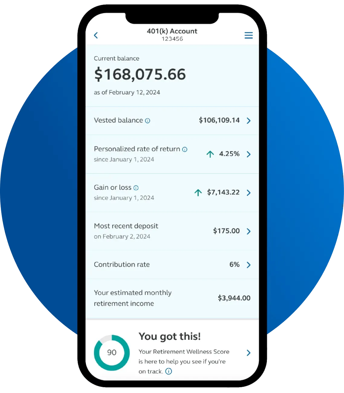 Mockup of the Principal mobile app on a cellphone.